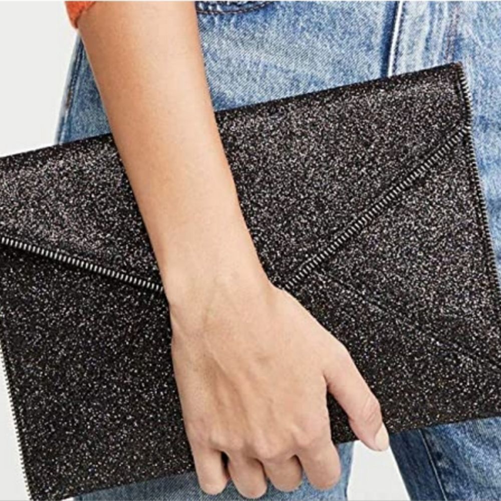 BRAND NEW BLACK LAURA GELLER SEQUIN CLUTCH